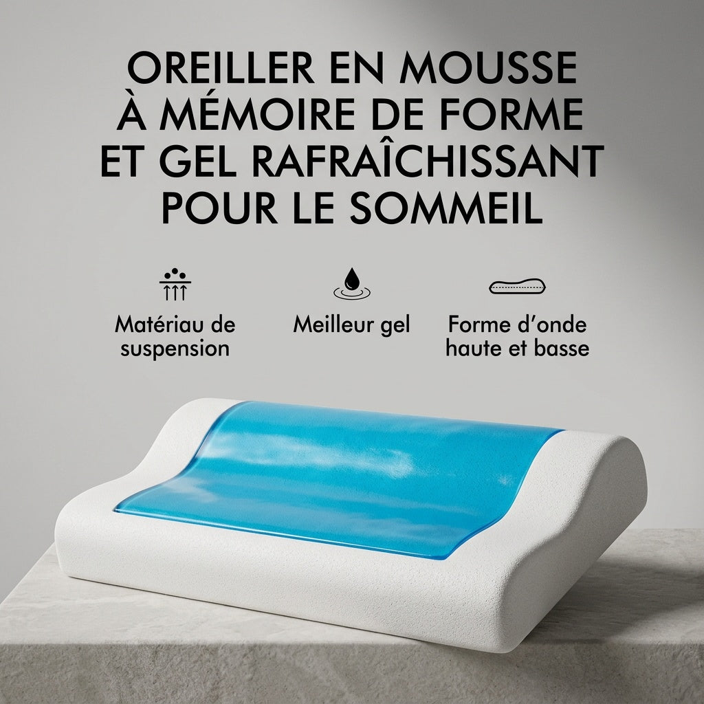 Oreiller cervical rafraîchissant à mémoire de forme