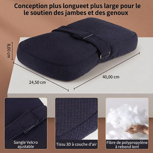 Coussin genoux long en fibre à sangle velcro