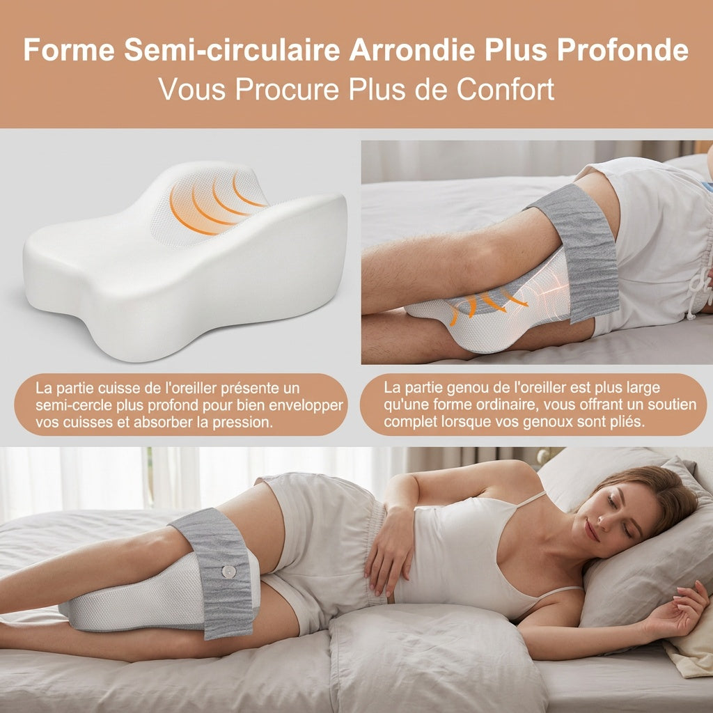 Coussin genoux à sangle en mousse à mémoire de forme