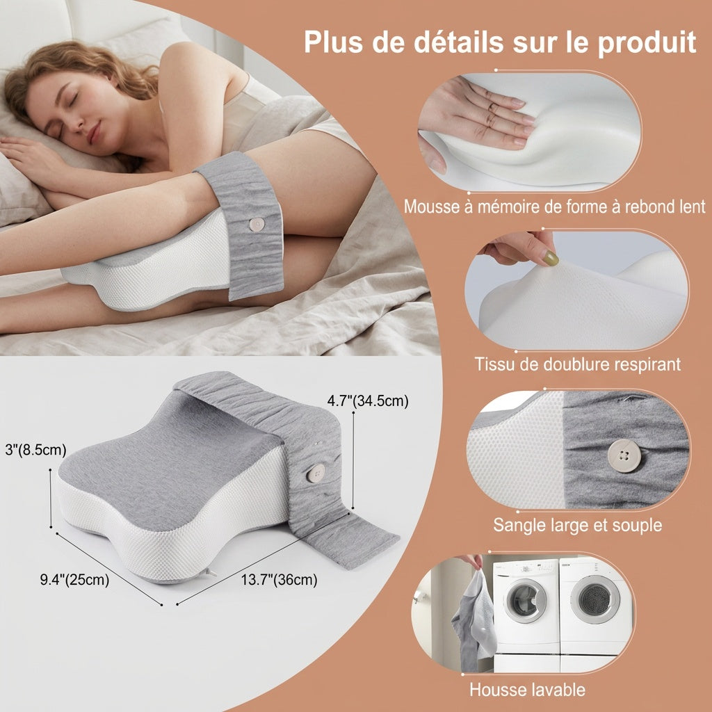 Coussin genoux à sangle en mousse à mémoire de forme
