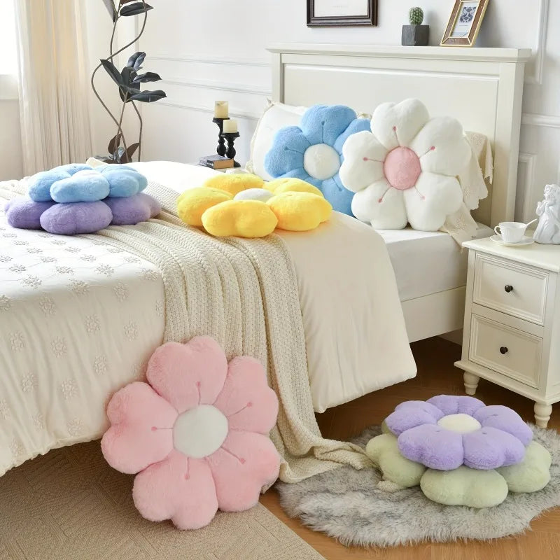 Coussin en peluche en forme de fleur
