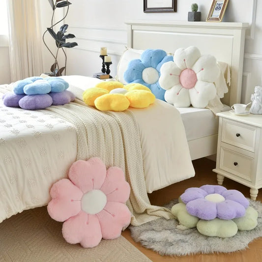 Coussin en peluche en forme de fleur