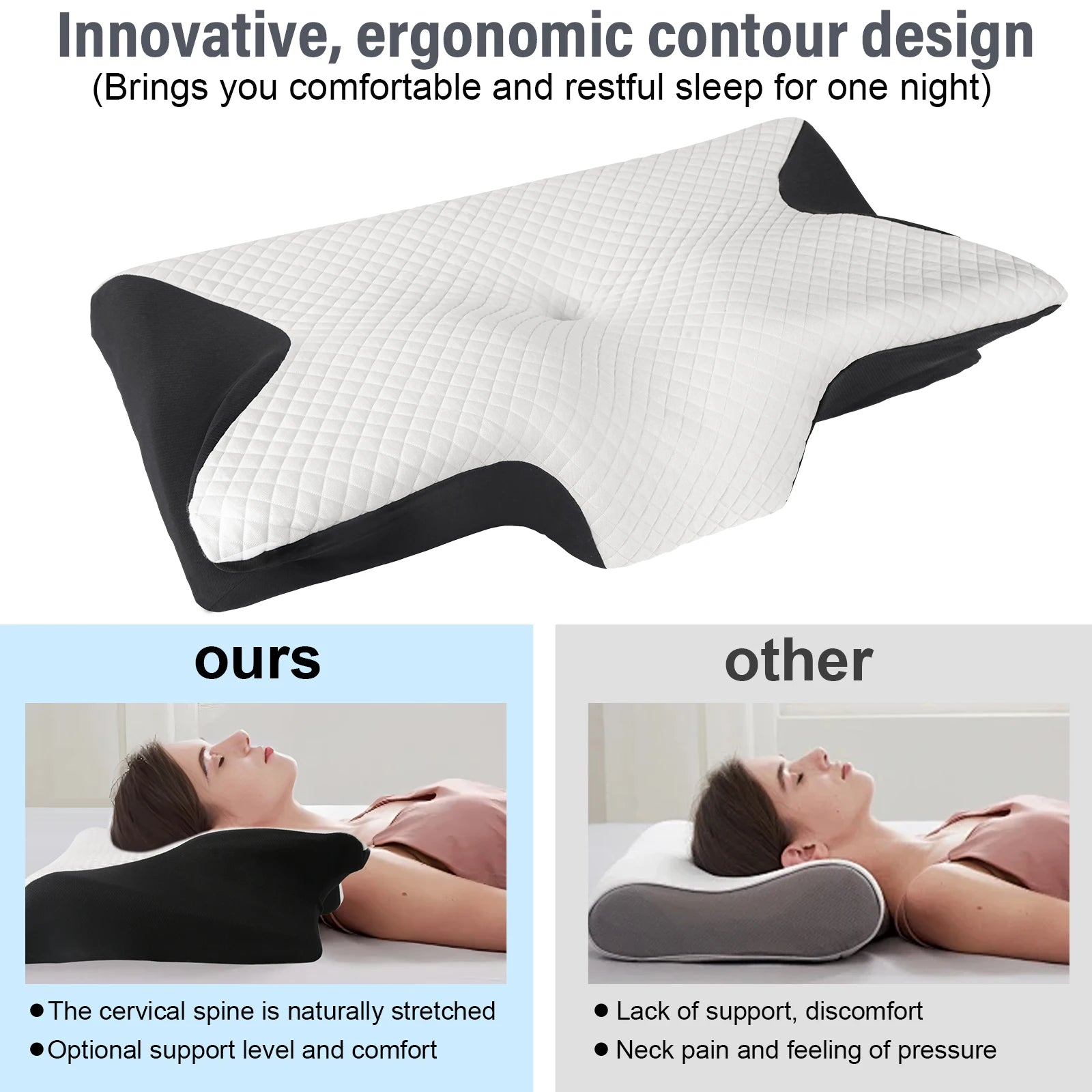 Oreiller cervical profilé à mémoire de forme