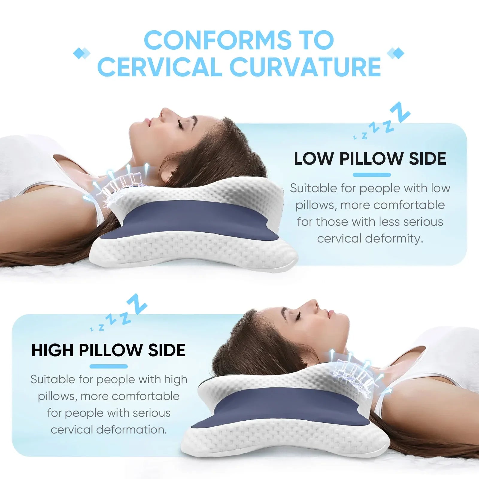 Oreiller cervical double hauteur