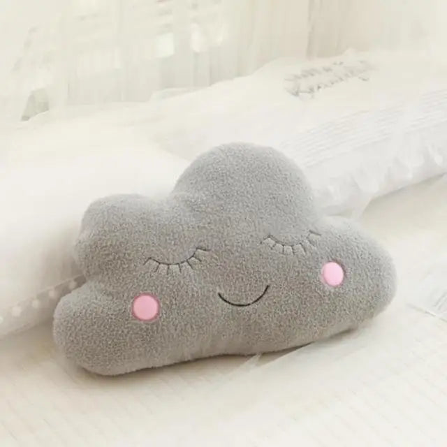 Coussin peluche nuage, étoile, lune et goutte de pluie pour enfant