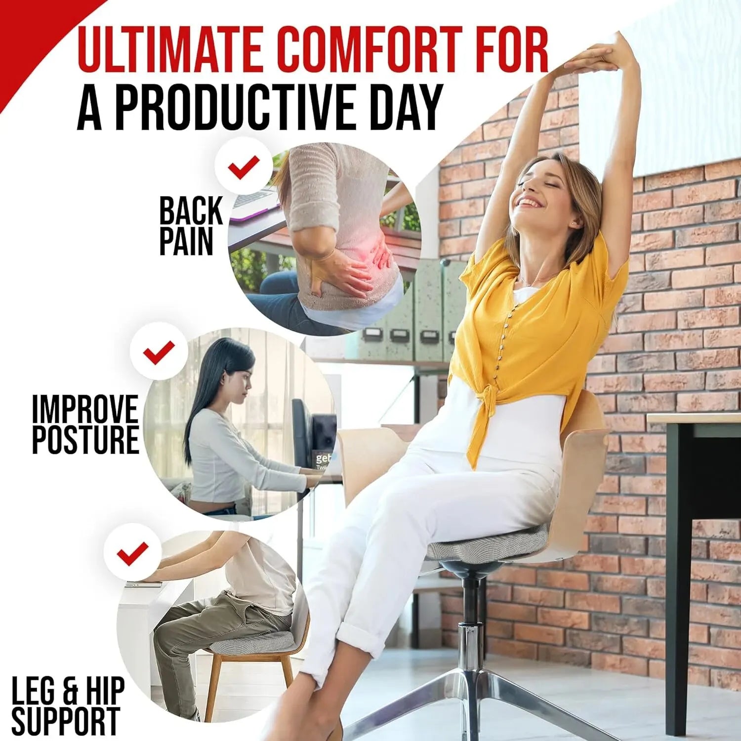 Coussin d'assise ergonomique en mousse à mémoire de forme