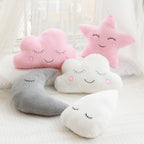 Coussin peluche nuage, étoile, lune et goutte de pluie pour enfant