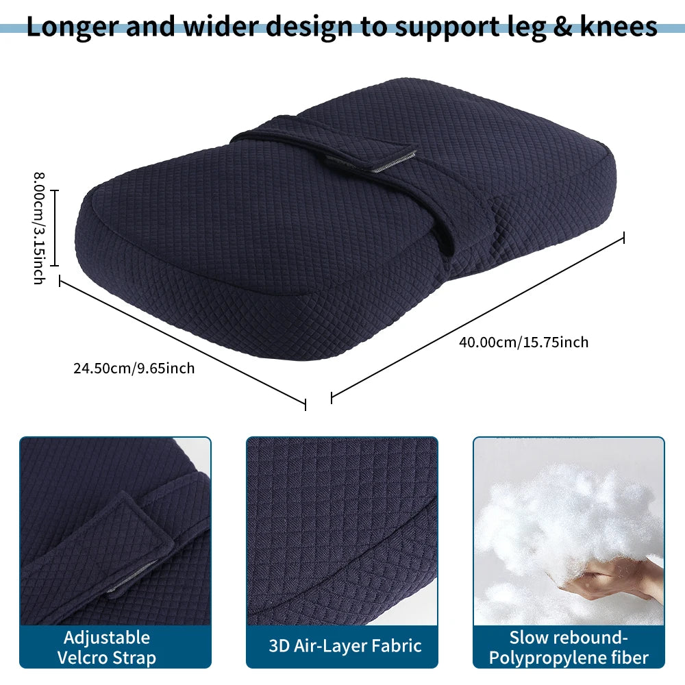 Coussin genoux long en fibre à sangle velcro