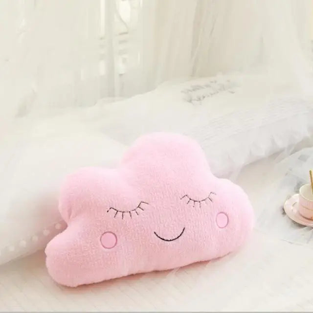 Coussin peluche nuage, étoile, lune et goutte de pluie pour enfant