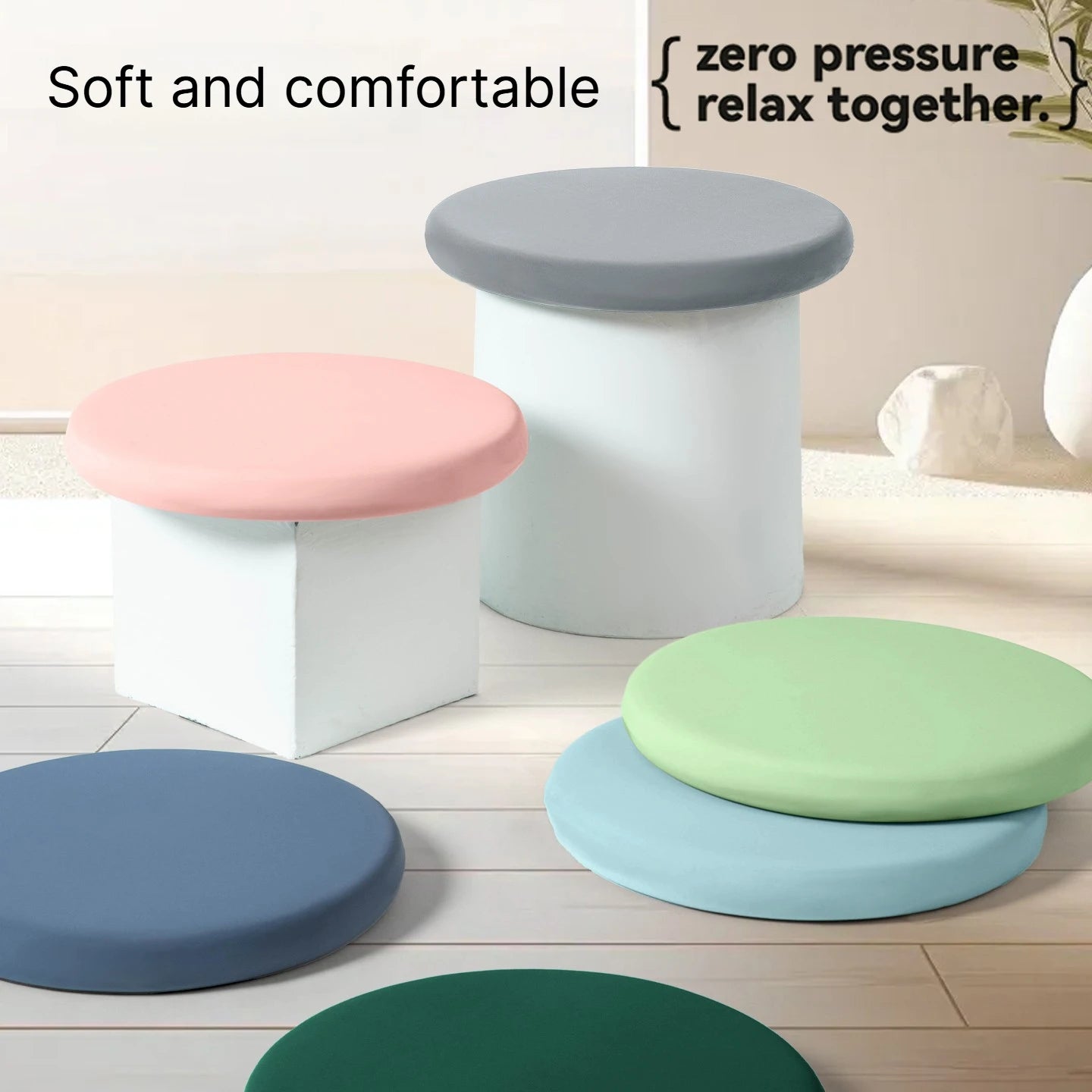 Coussin d'assise rond en soie glacée