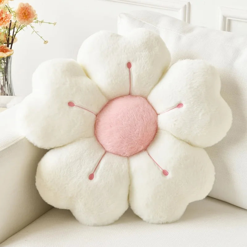 Coussin en peluche en forme de fleur