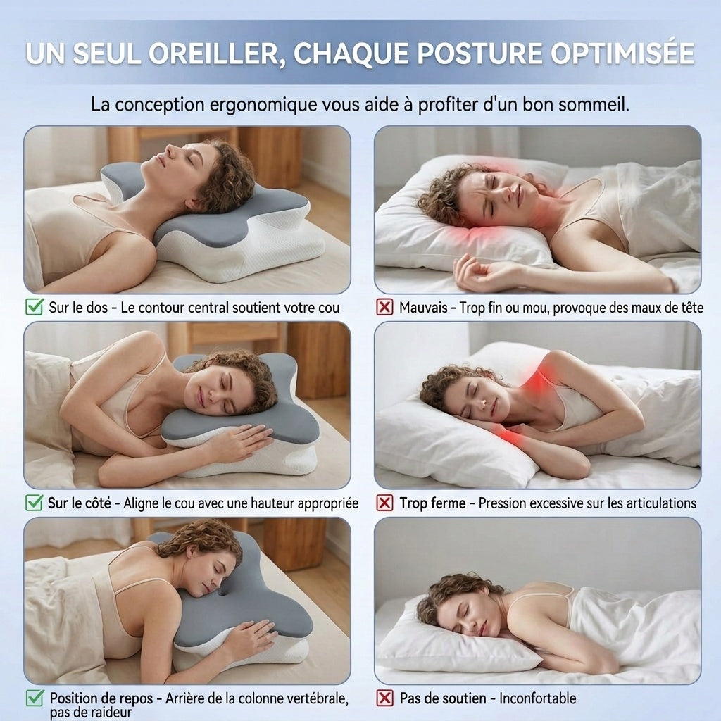 Oreiller cervical papillon à mémoire de forme